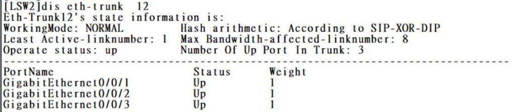 LSW2 Eth-trunk端口状态